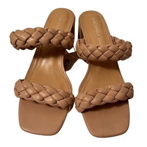 Sincerely Jules Onyx Braided Two Band Chunky Heel Size 10 NWT
